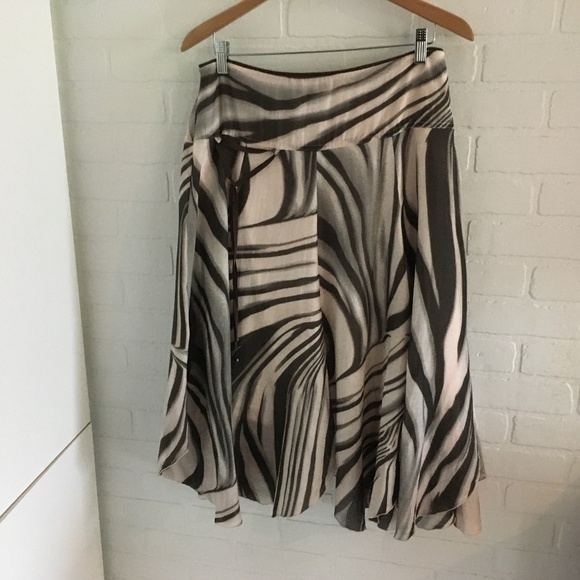 Vintage Y2K GIL BRET Midi SKIRT Silk Cotton lined Abstract/animal print Flowy 10 - Picture 2 of 16